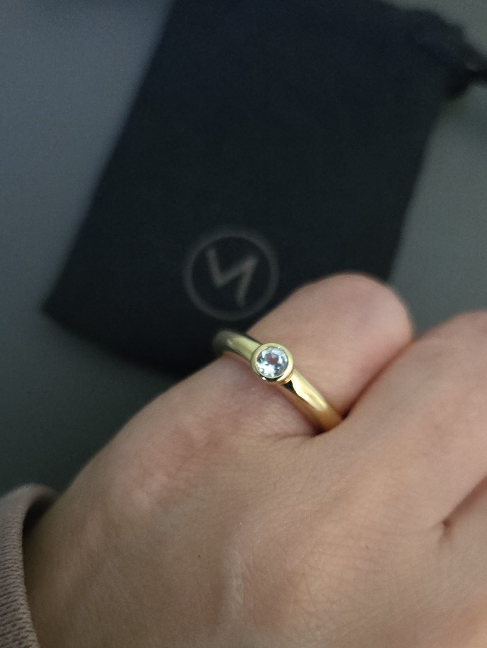 Mejuri Gold Bezel Ring with Clear Stone 18k Gold Vermeil